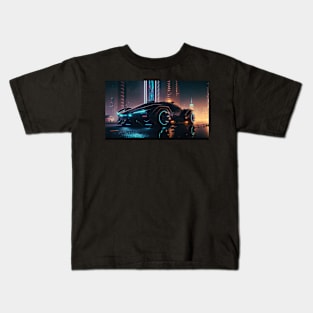 Black futuristic sleek sportscar, generative AI Kids T-Shirt